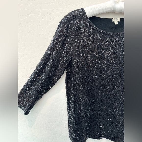 J.CREW | Black Sequin Sparkle Party Top | Size Small - Picture 3 of 7